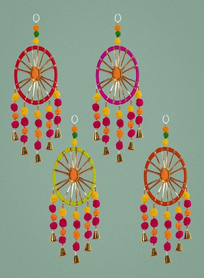 ديكورات جدارية وأبواب ملونة من الصوف من كاميري بازار لتزيين المنزل | ديكورات احتفالية | ديكورات للشرفات والغرف والمعابد | ديكورات لغرفة الصلاة | قطع ديكور معلقة | عبوة من 4 قطع - Image 2